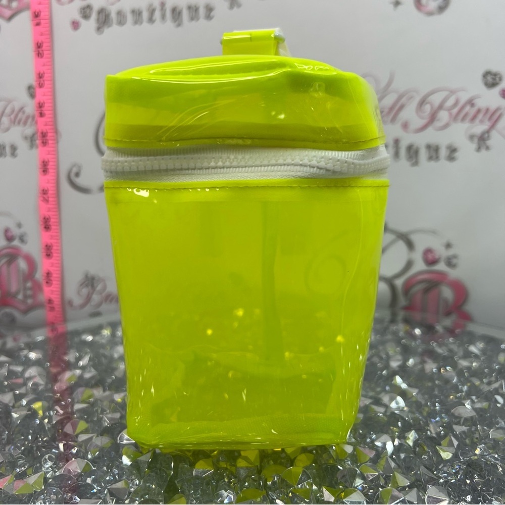 Drunk elephant bag seethrough transparent Neon Yellow Clear Vinyl Cosmetic Pouch - Picture 2 of 10